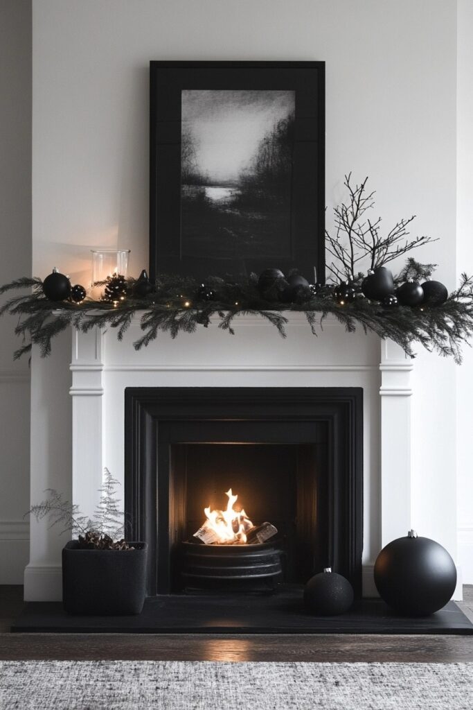 Striking Black and White Fireplace