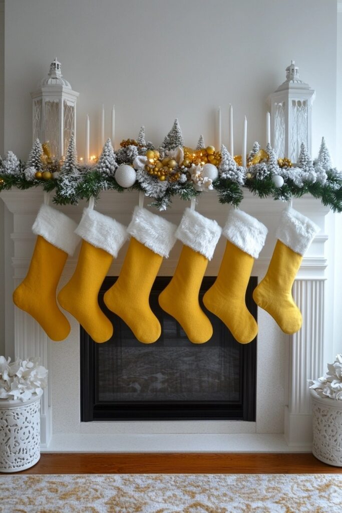 Sunny Yellow Fireplace Mantel