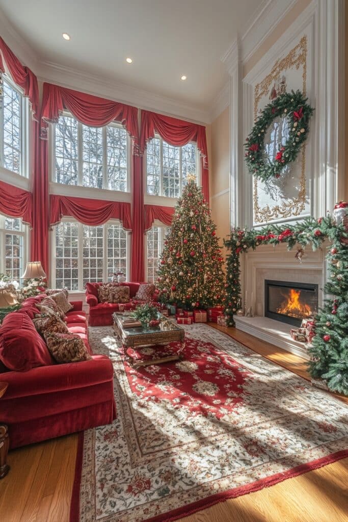 Timeless Red and Green Living Room