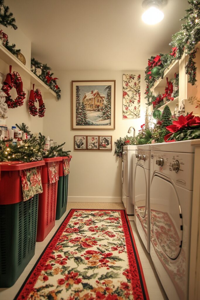 Vibrant Christmas in the Laundry Room