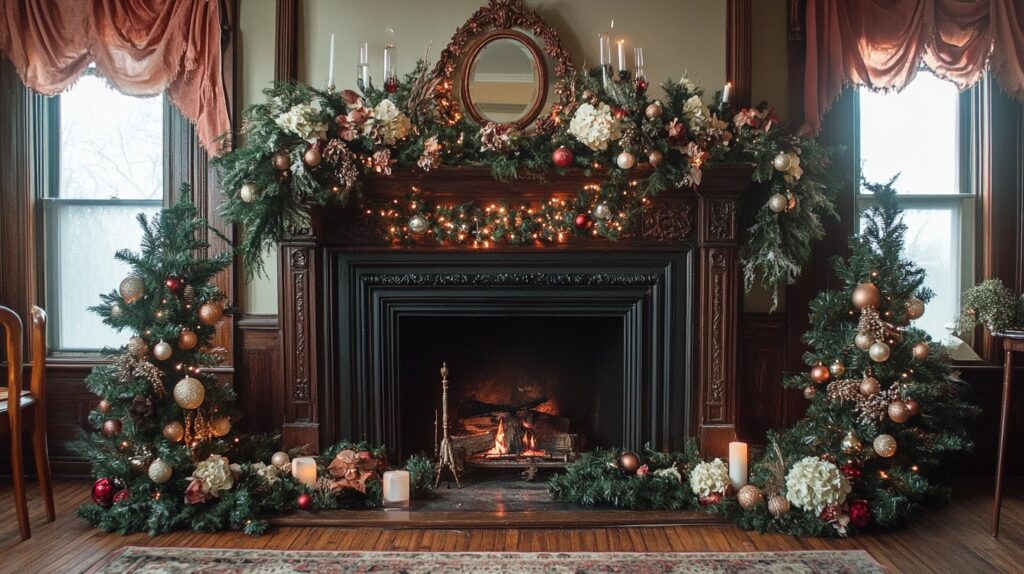 fireplace christmas decorations