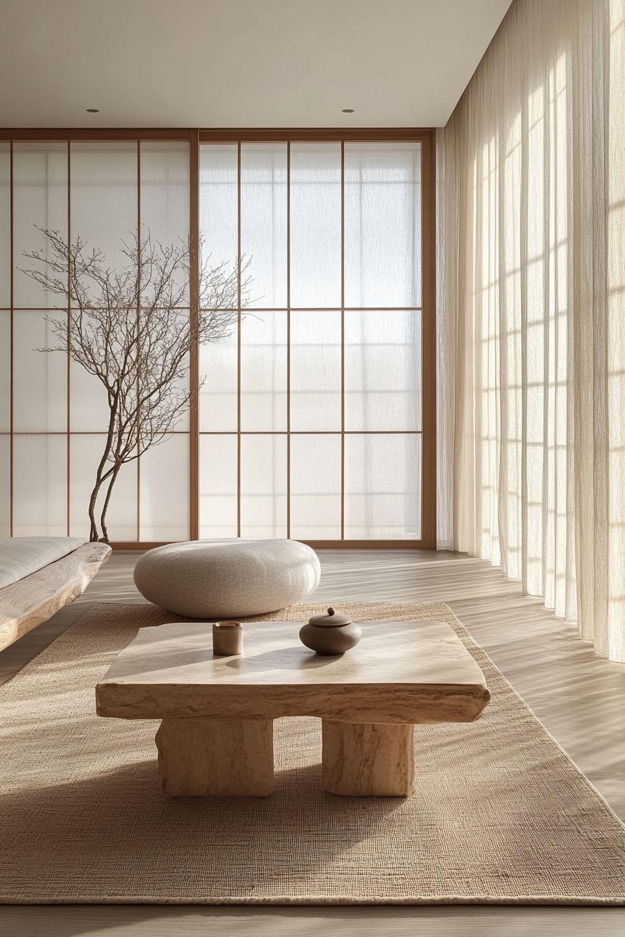 wabi sabi japandi living room