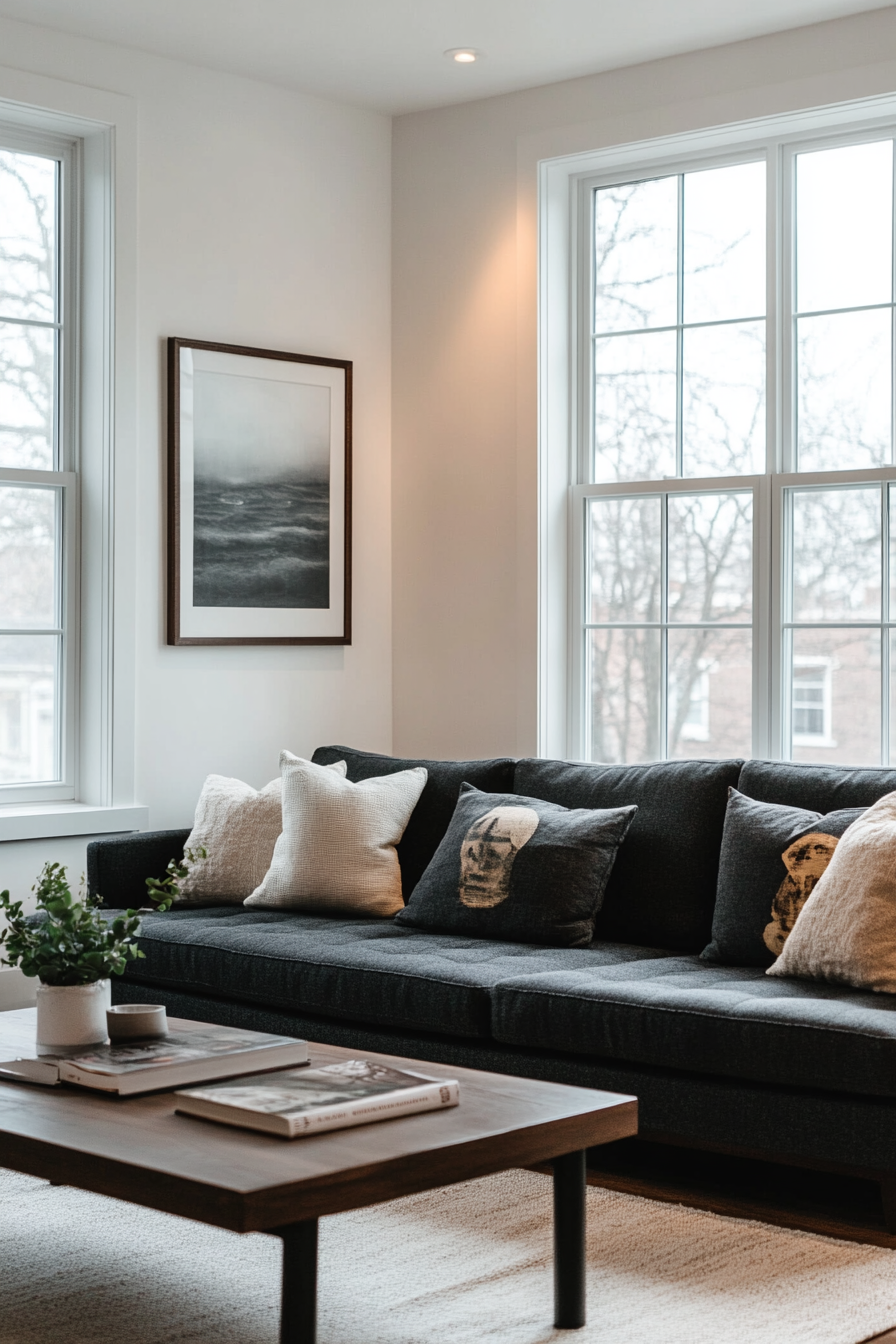 Charcoal couch living room