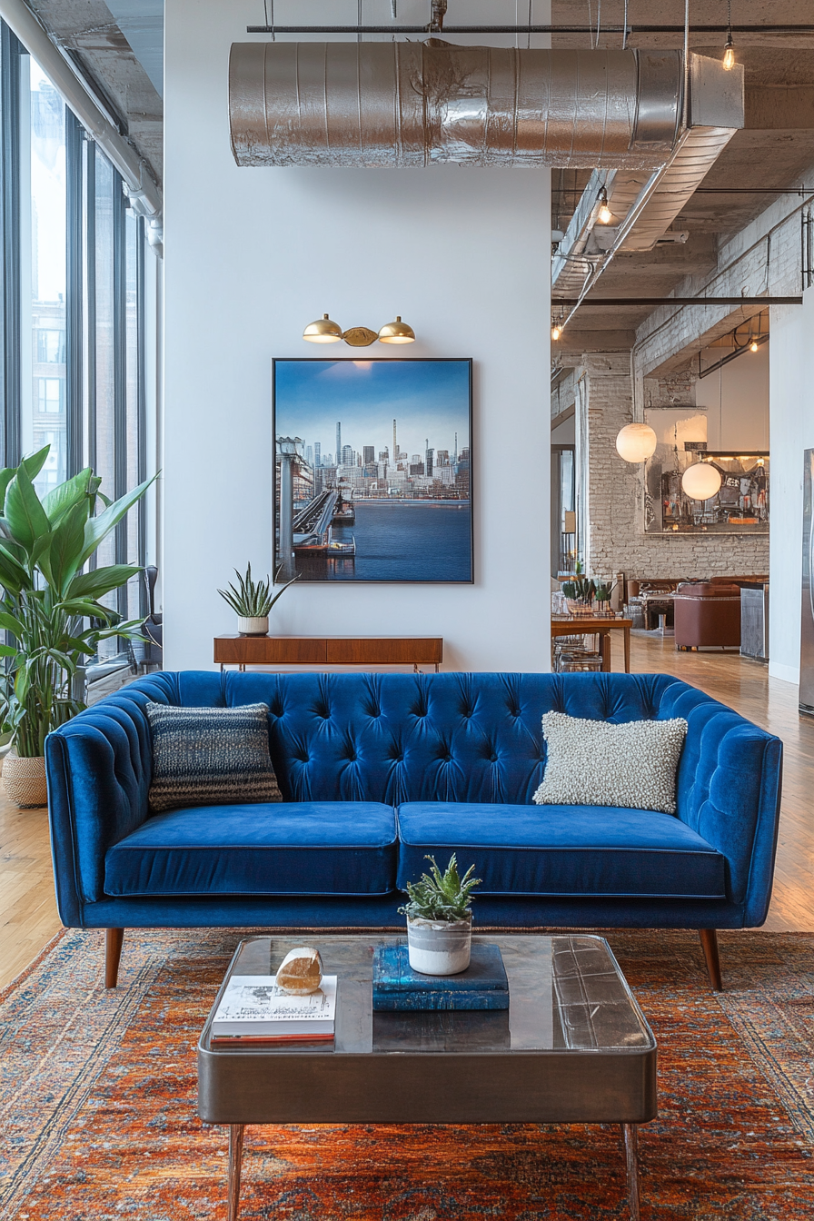 blue couch living room