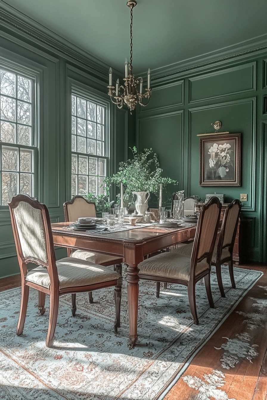 sage green dining room