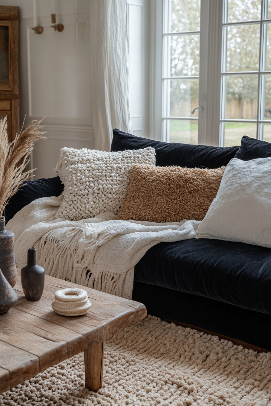 Black couch living room