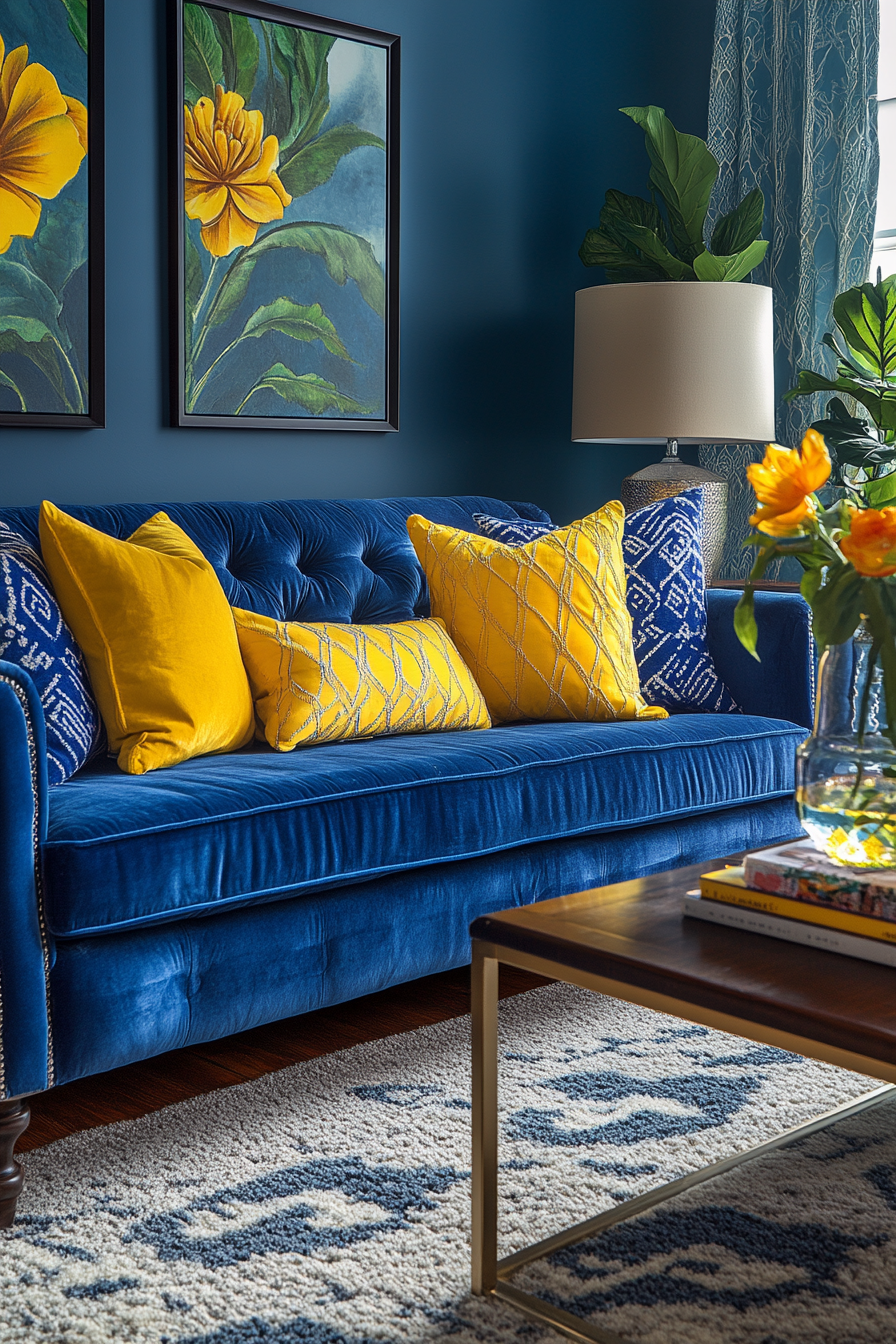 blue couch living room