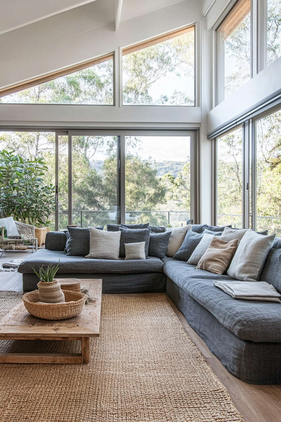 Charcoal couch living room