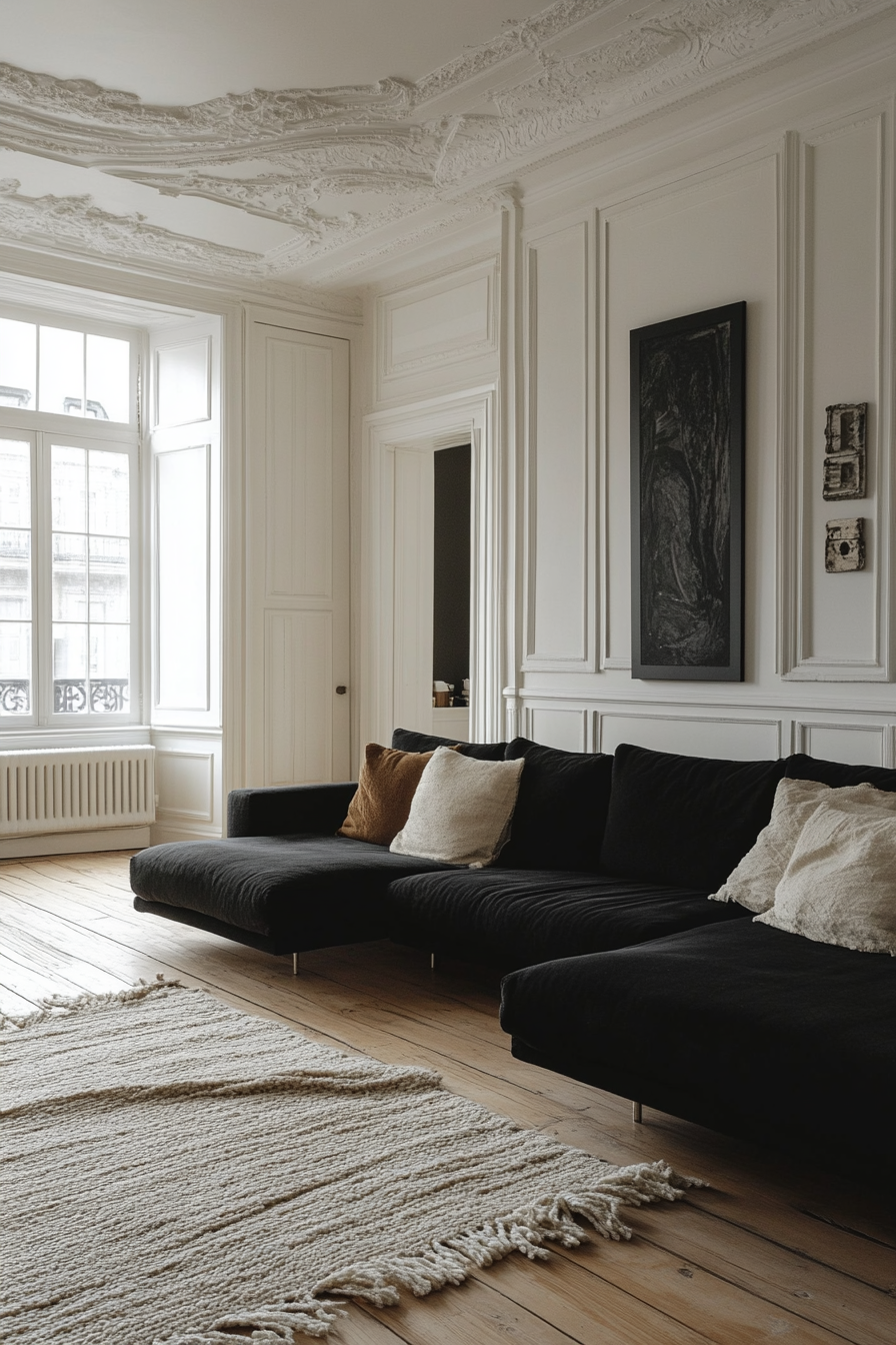 Black couch living room