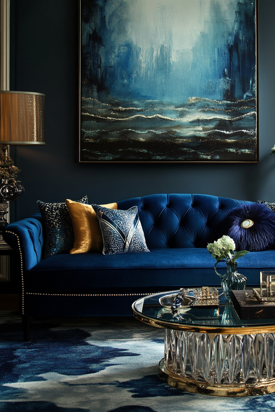 blue couch living room