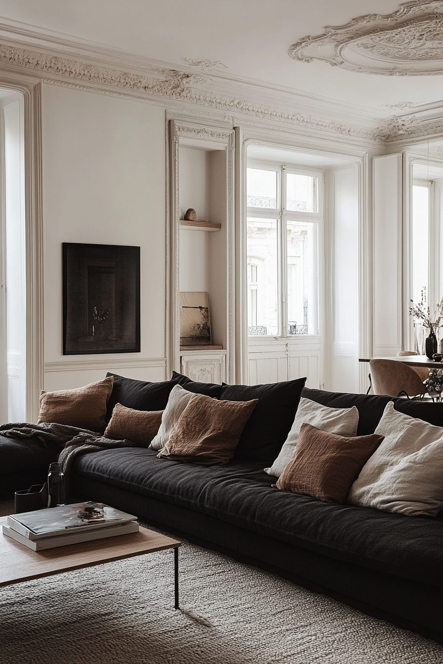 Charcoal couch living room