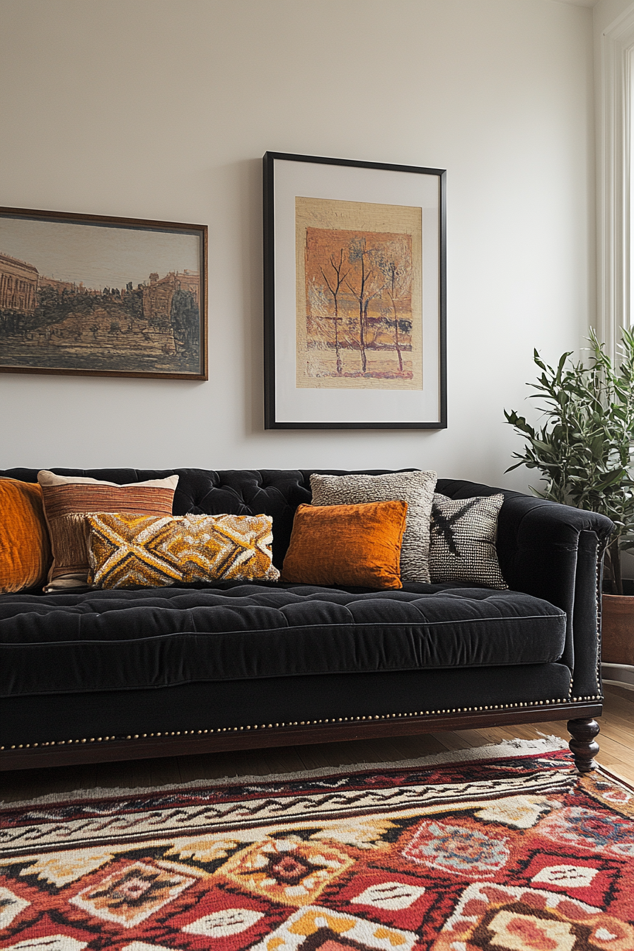 Black couch living room