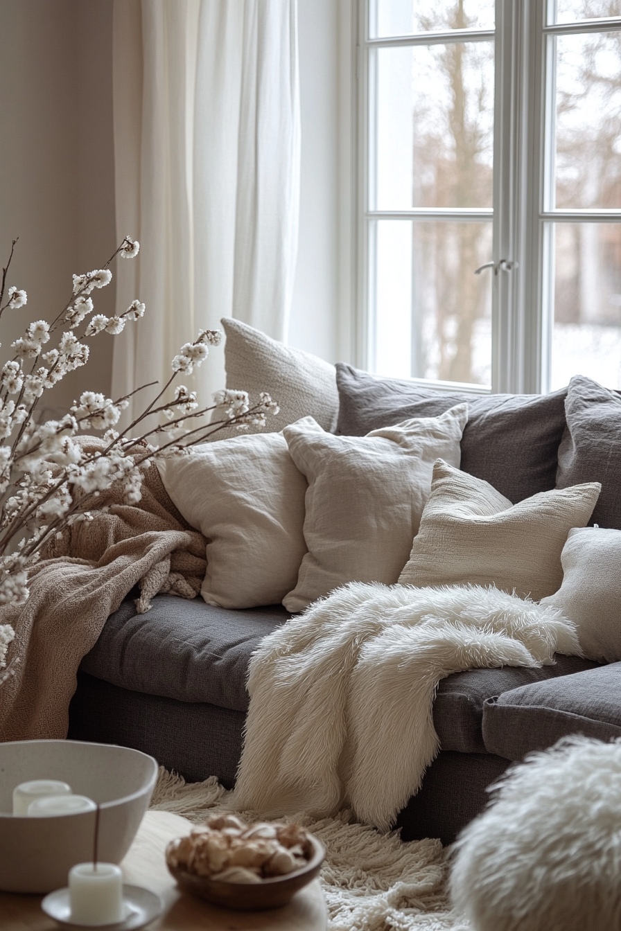 Charcoal couch living room