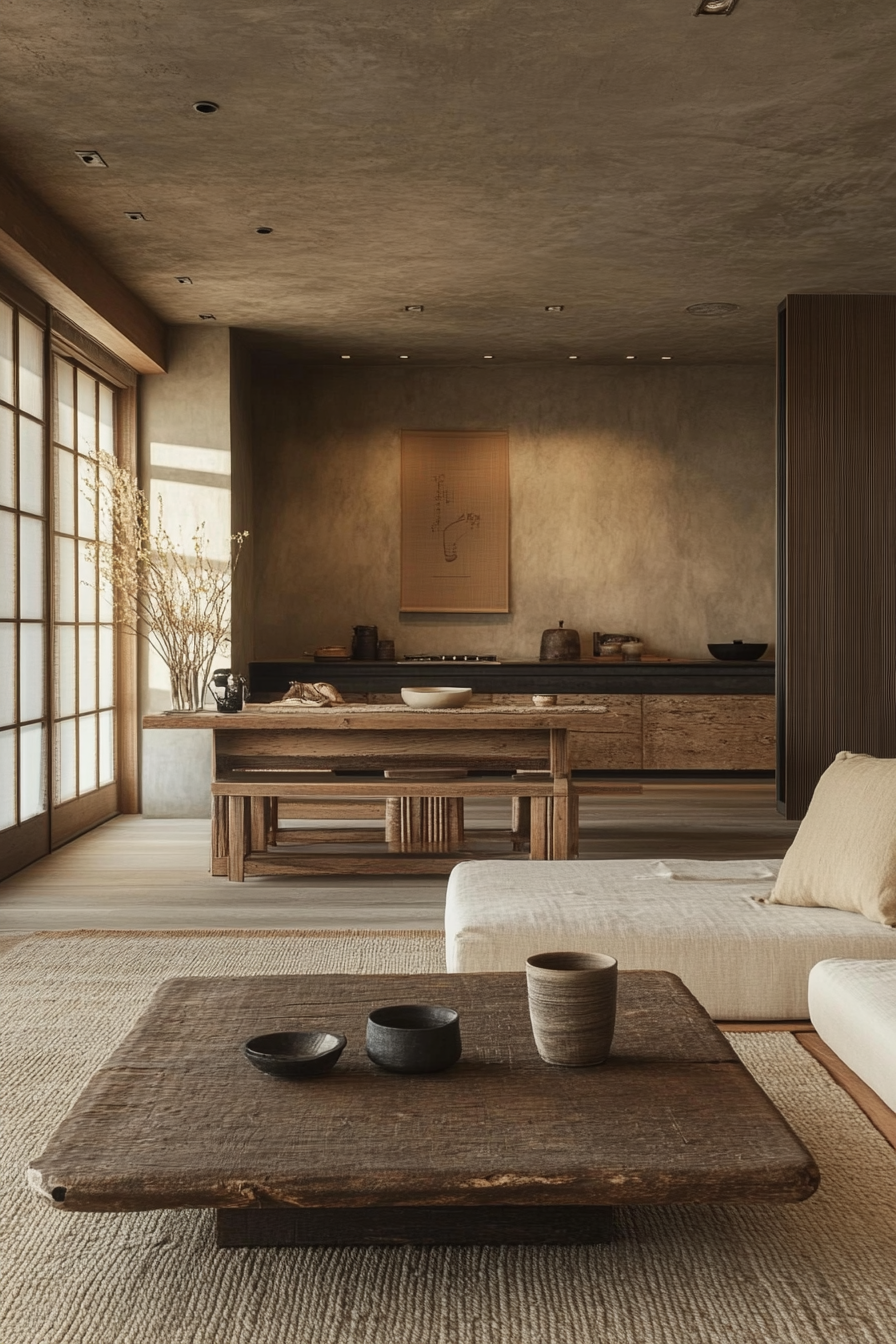 wabi sabi japandi living room