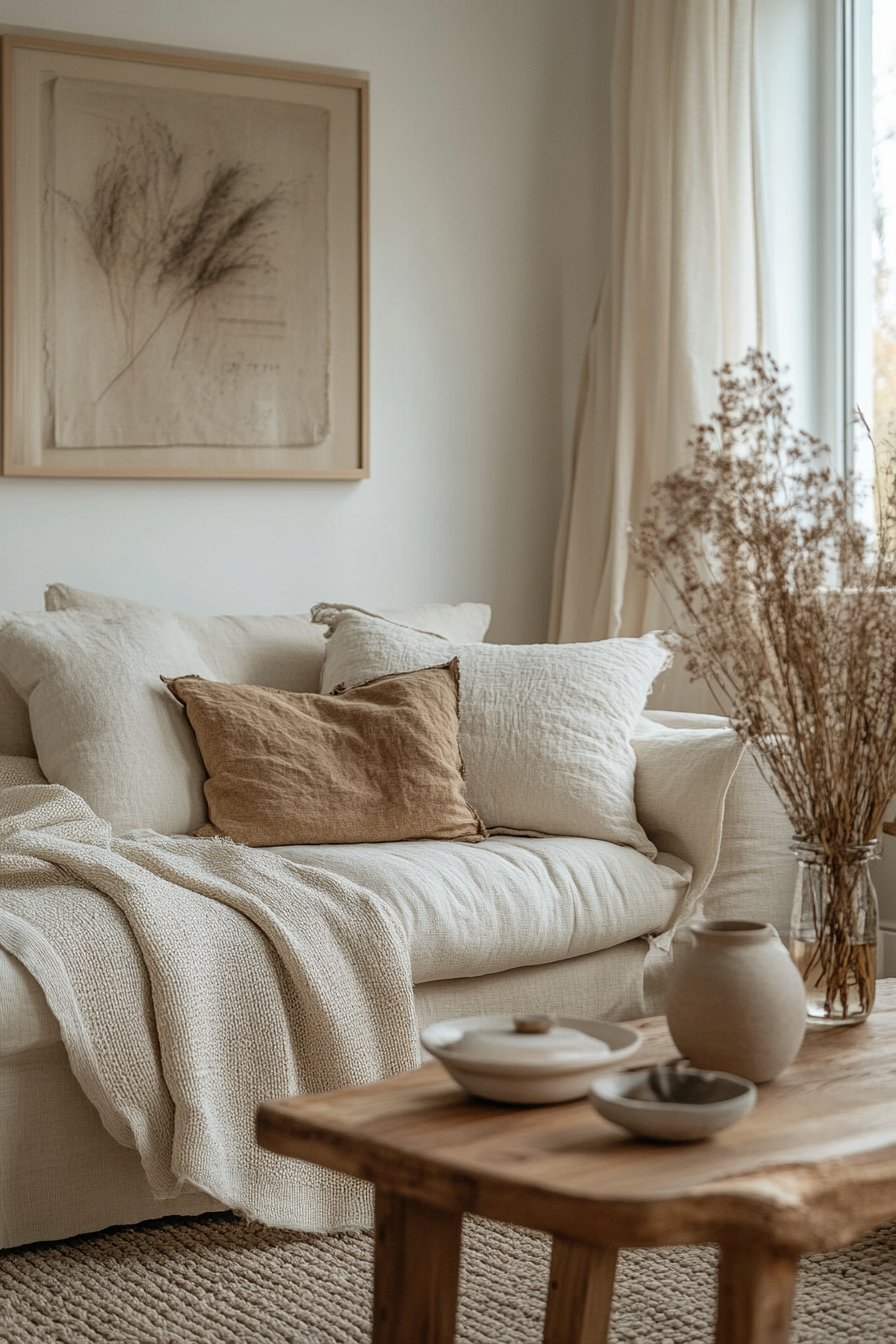 wabi sabi japandi living room