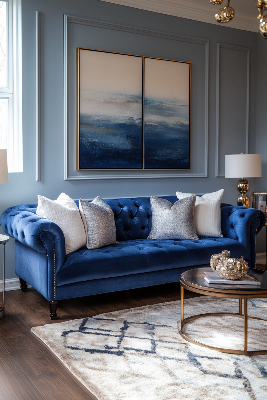 blue couch living room