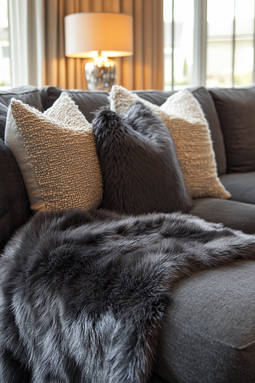 Charcoal couch living room