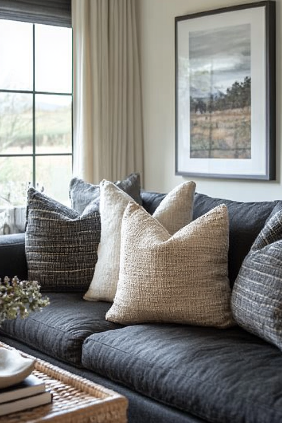 Black couch living room