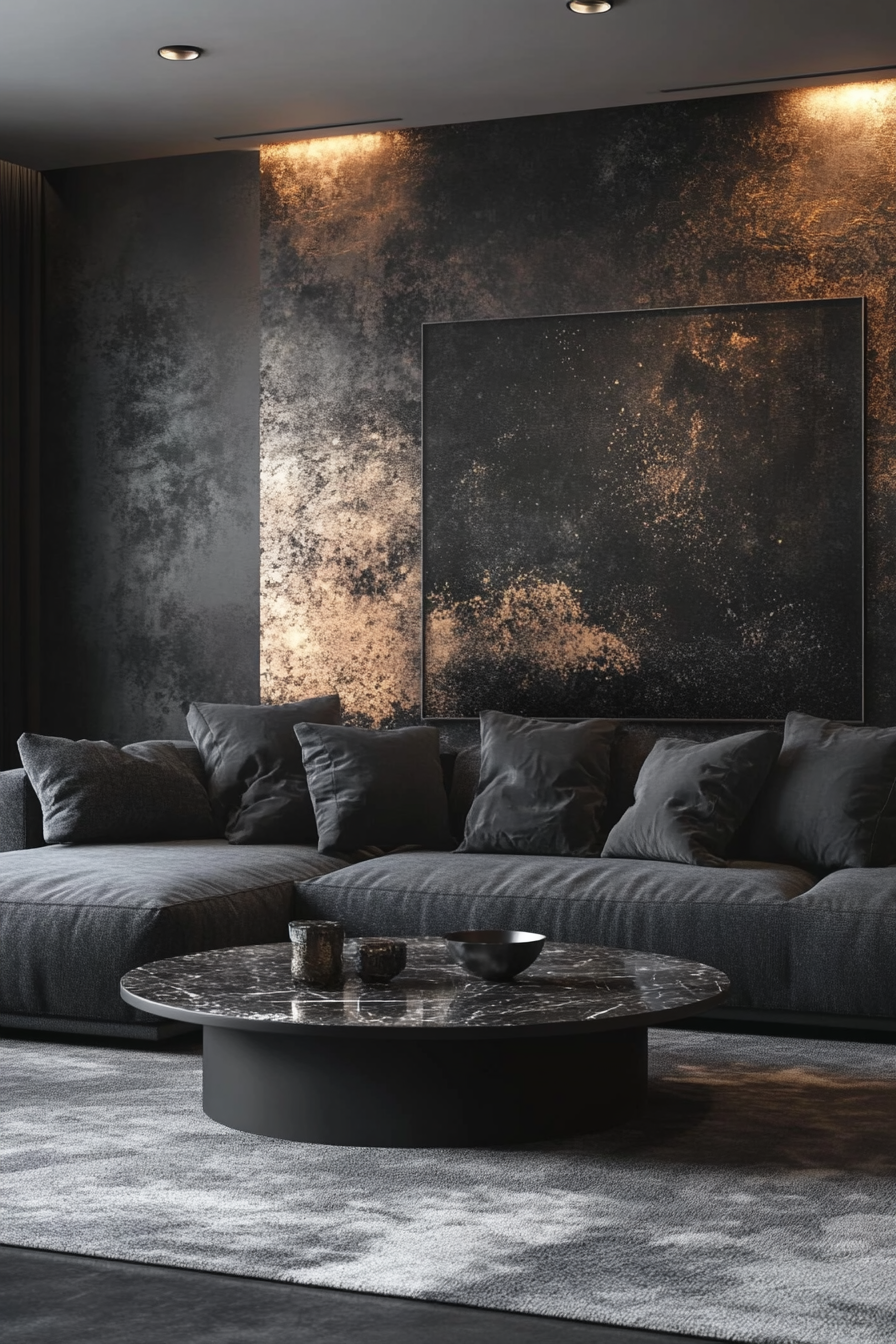 Charcoal couch living room