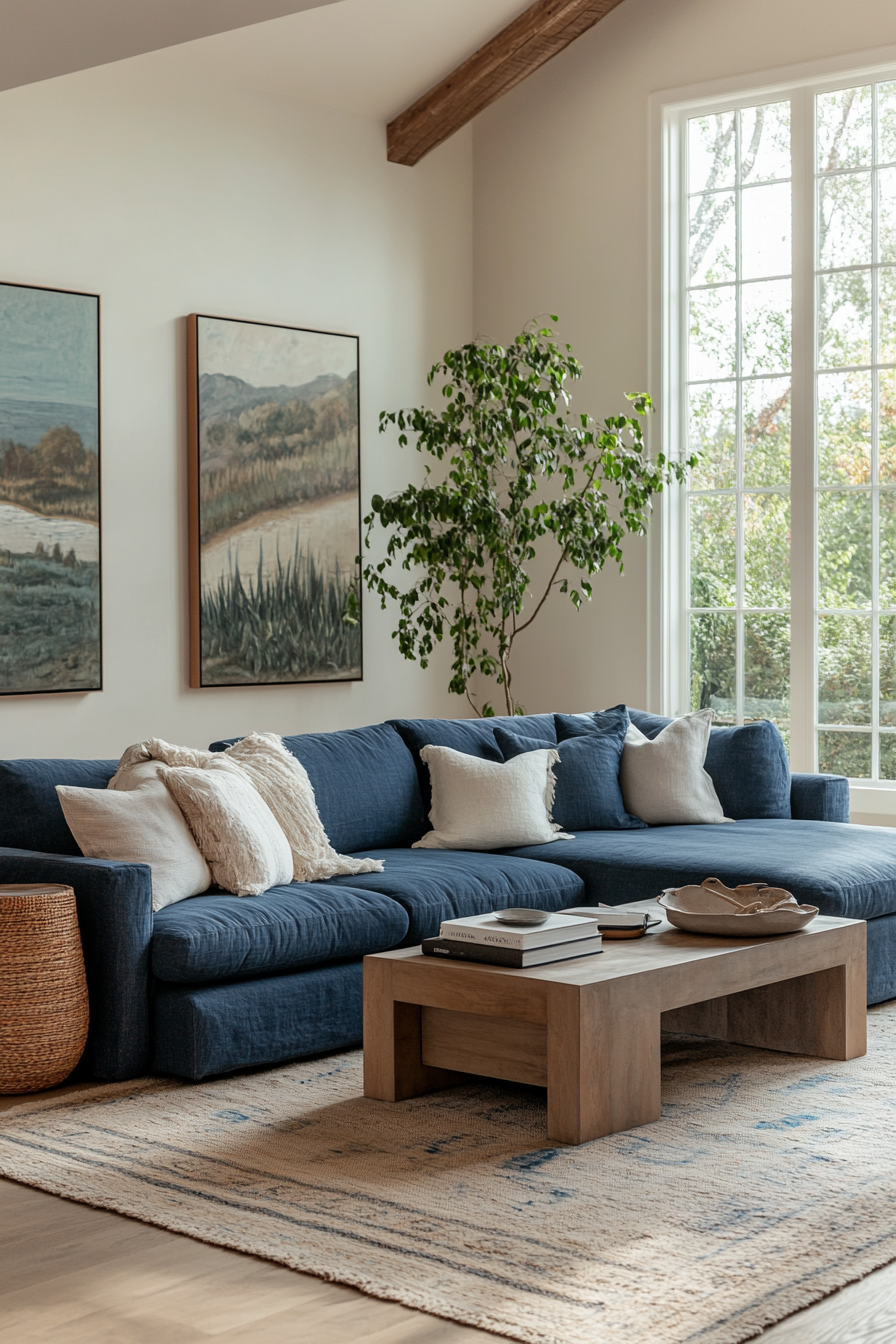 blue couch living room