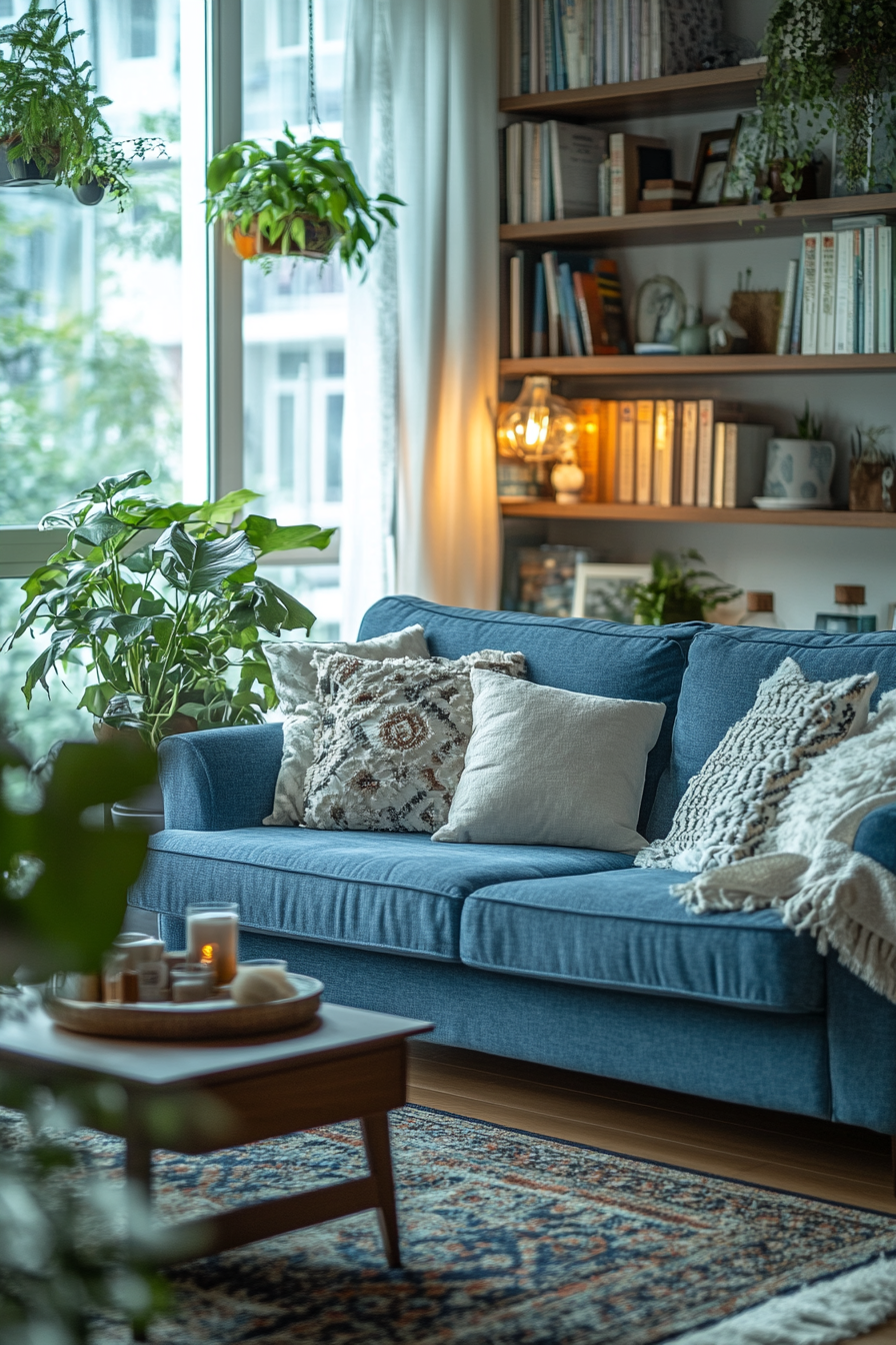 blue couch living room