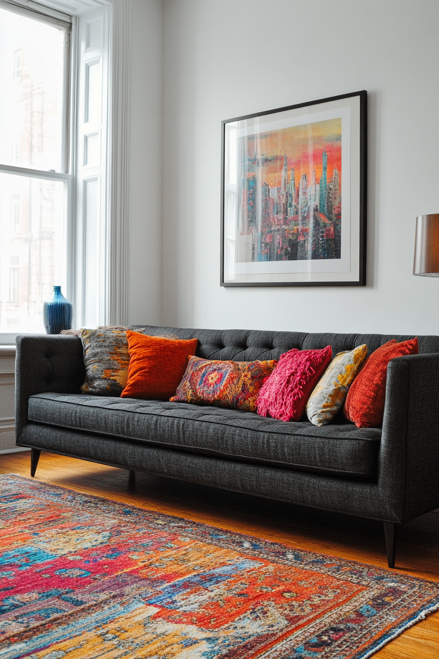 Charcoal couch living room