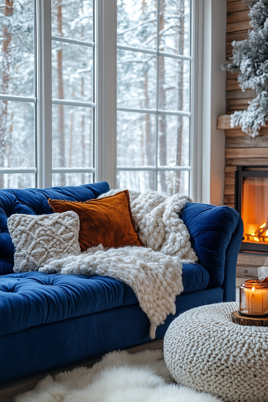 blue couch living room