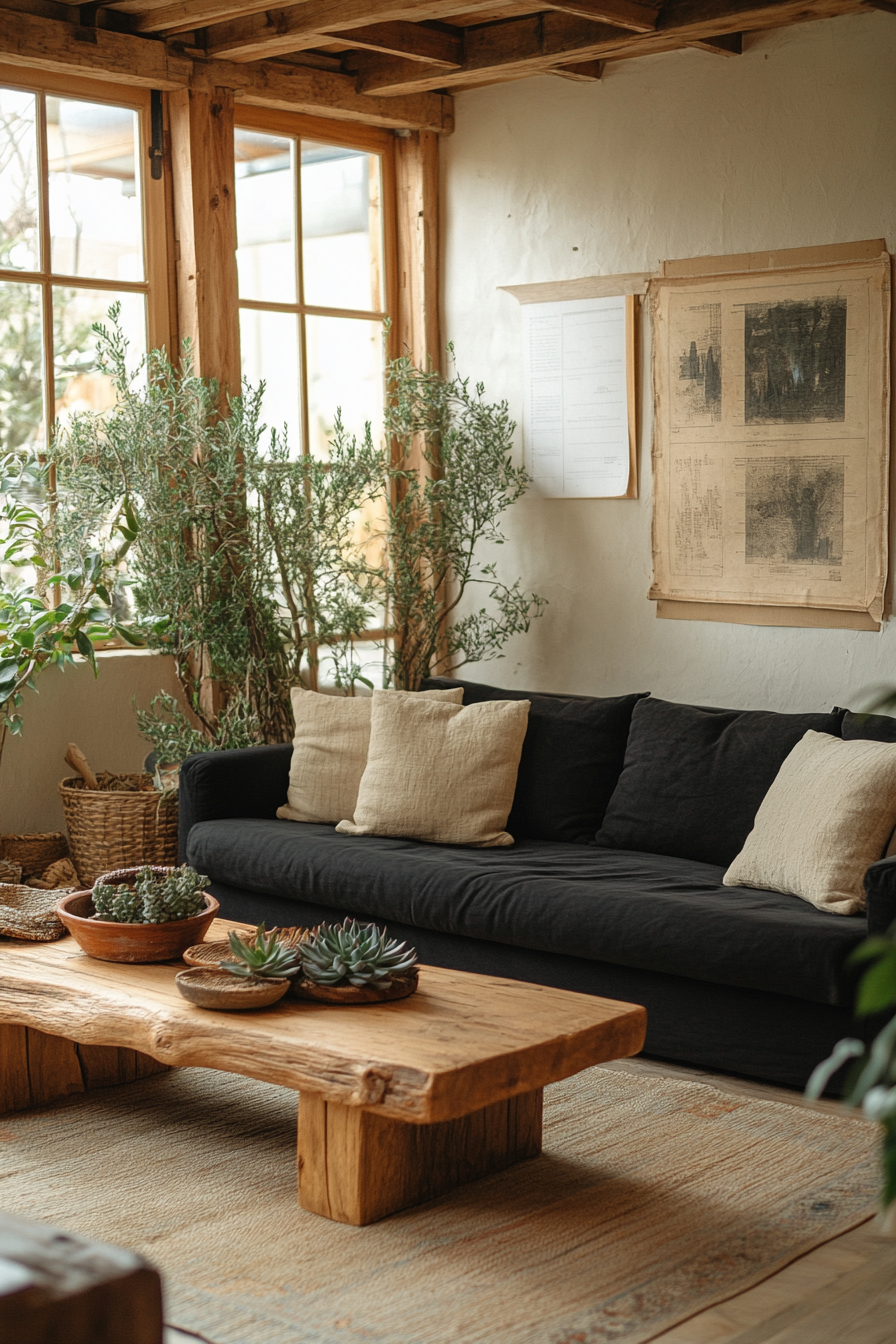 Black couch living room