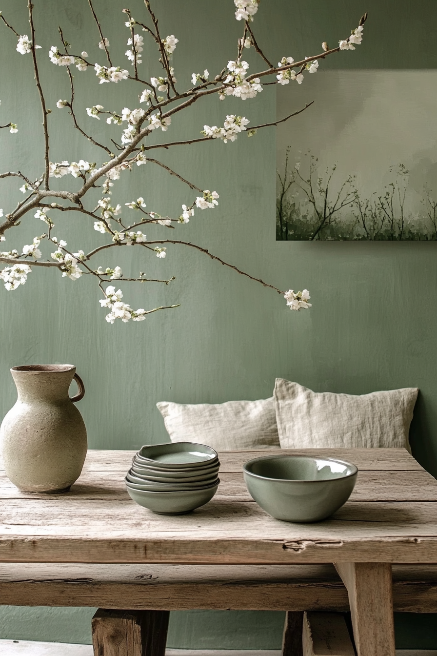 sage green dining room