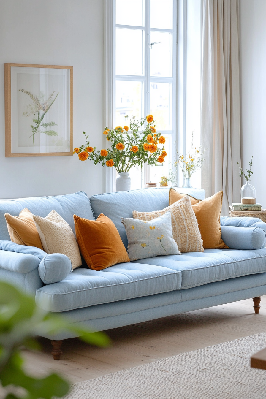 blue couch living room