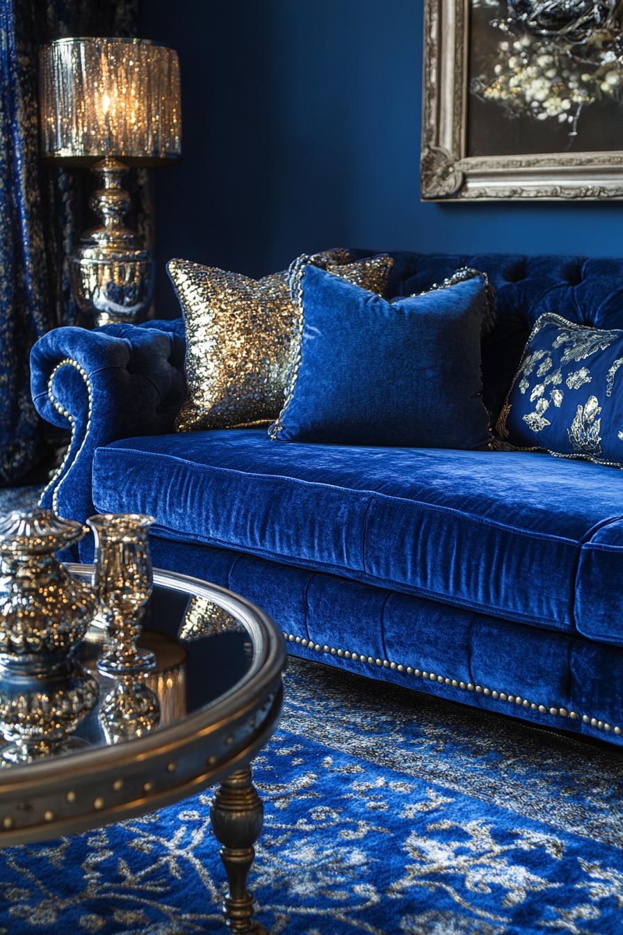 blue couch living room