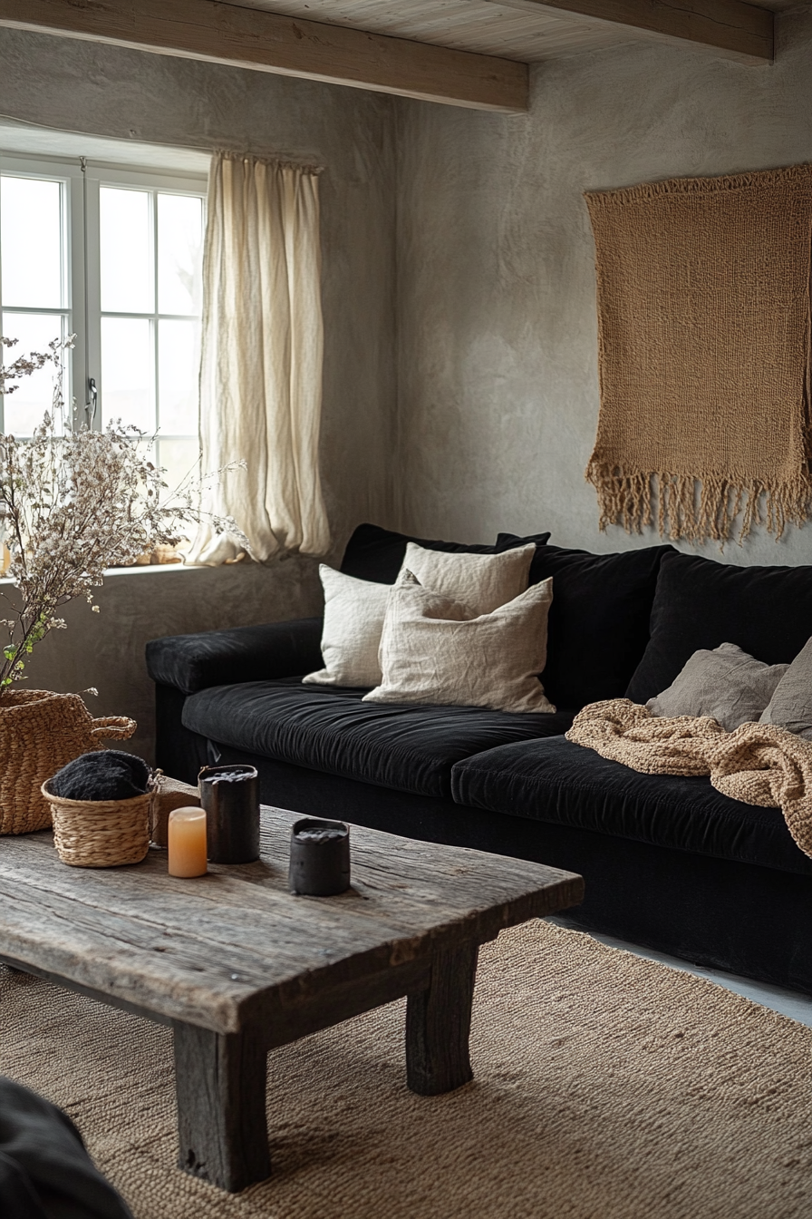 Black couch living room