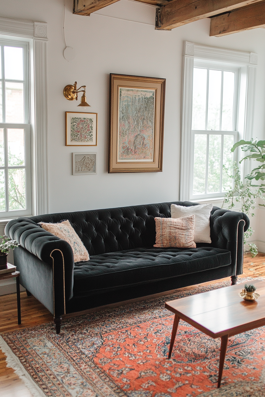 Black couch living room