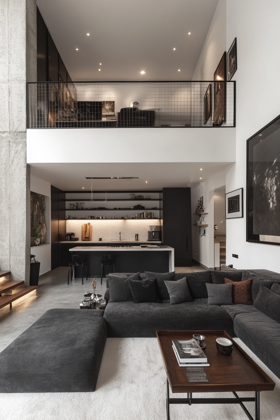 Charcoal couch living room