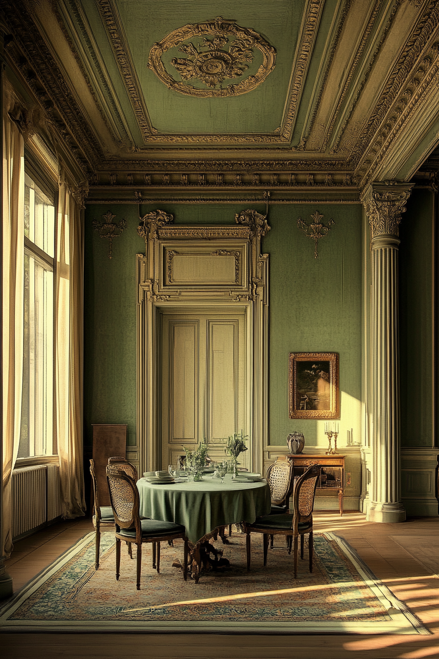 sage green dining room