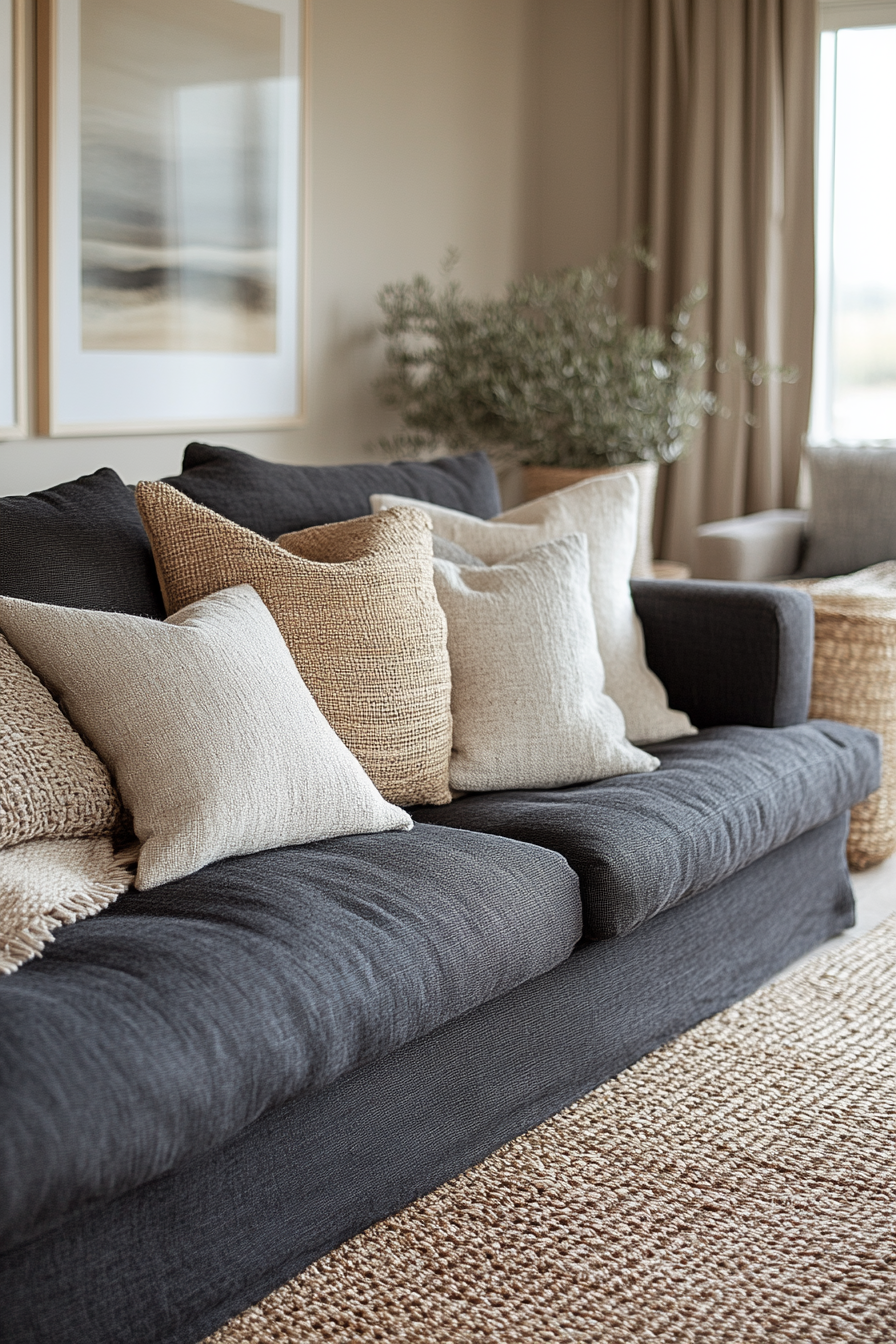 Charcoal couch living room