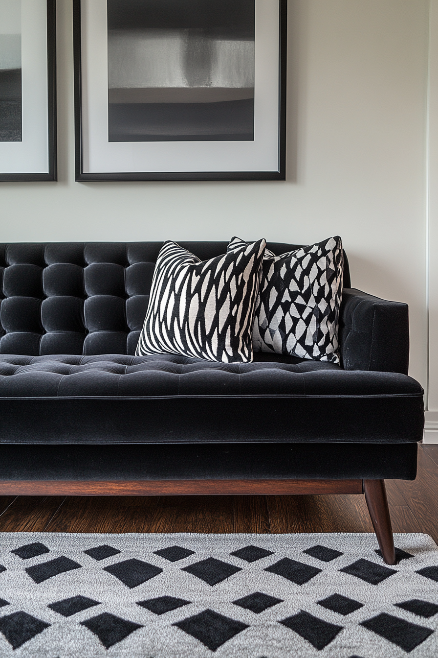 Black couch living room