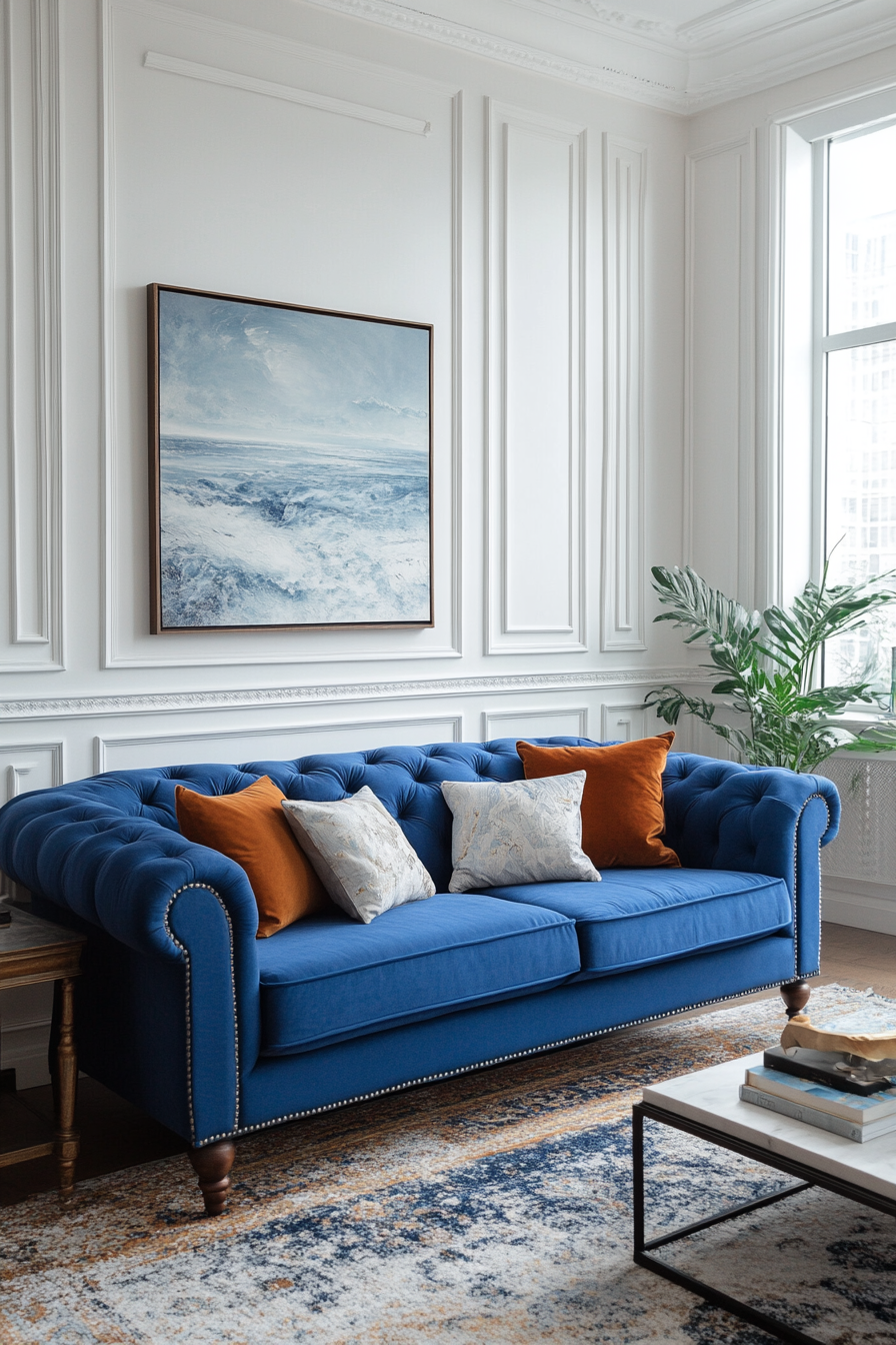 blue couch living room