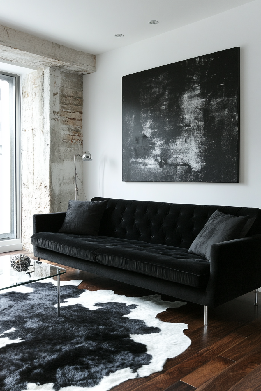 Black couch living room