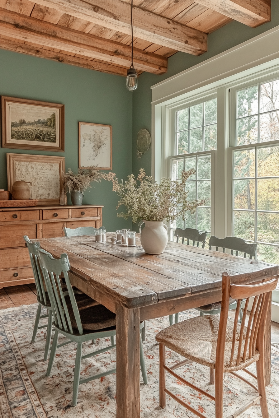 sage green dining room