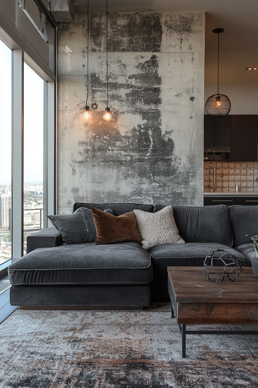 Charcoal couch living room