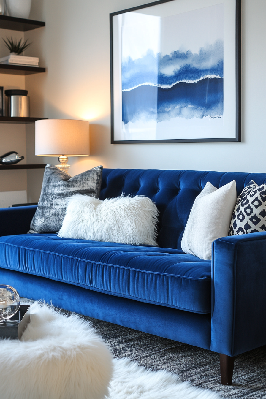 blue couch living room