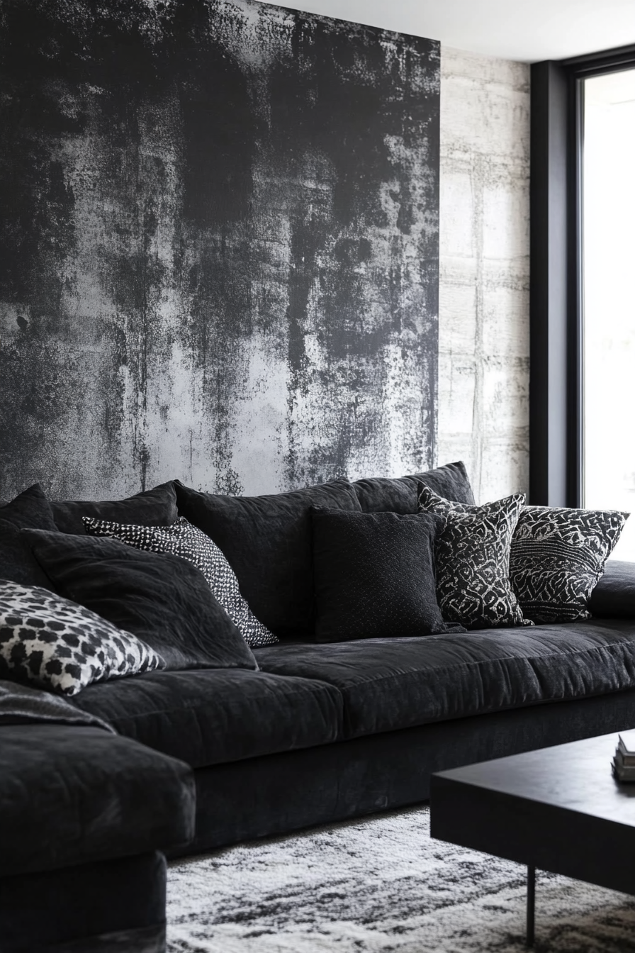 Charcoal couch living room