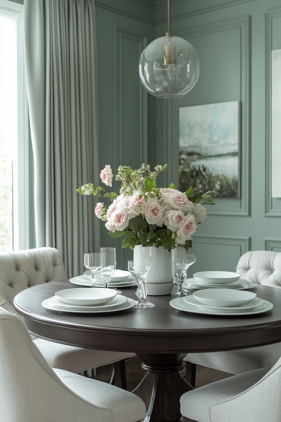 sage green dining room