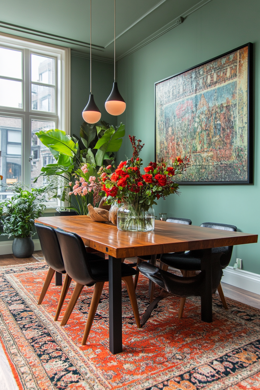 sage green dining room