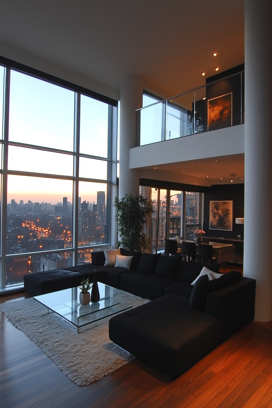 Black couch living room