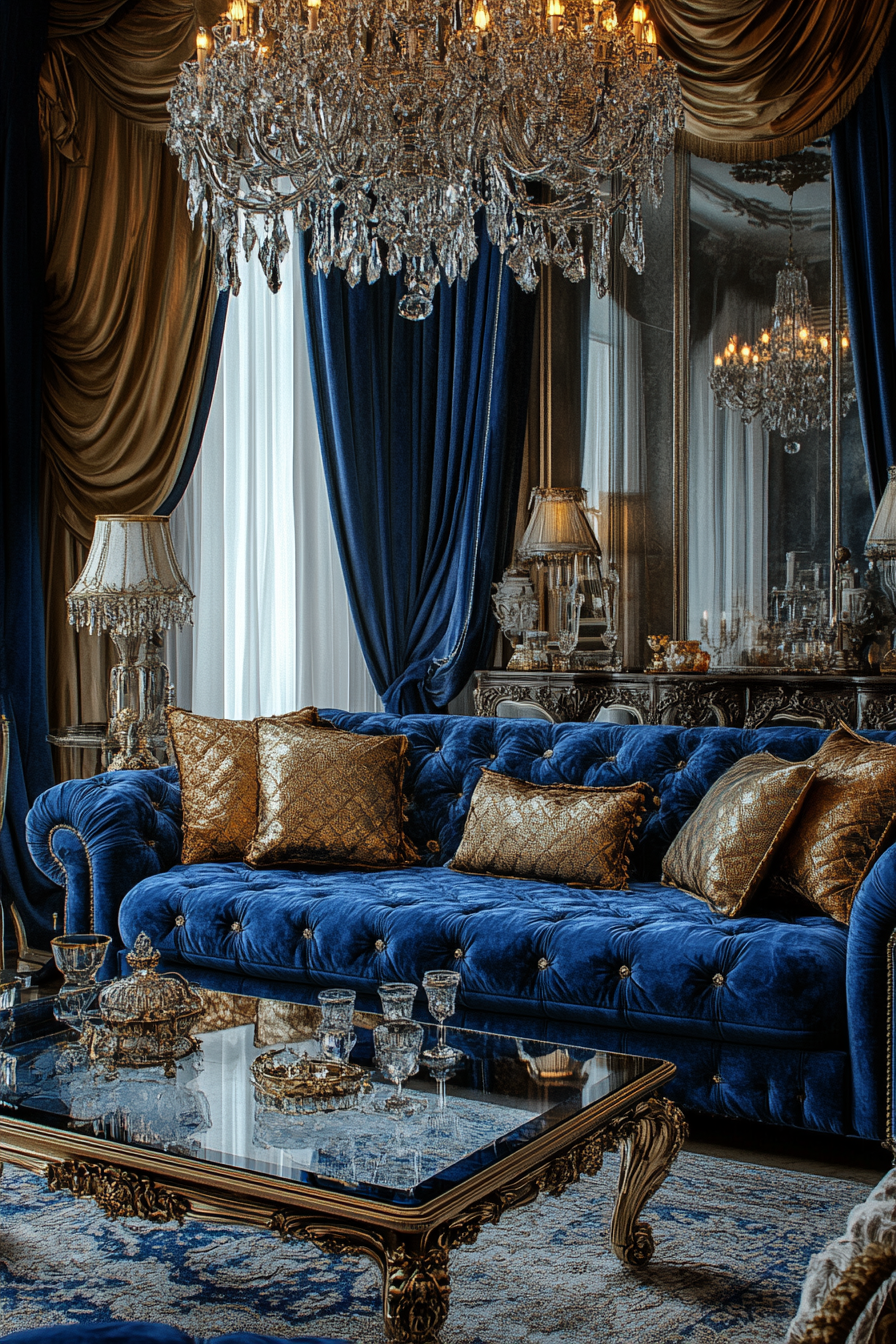 blue couch living room