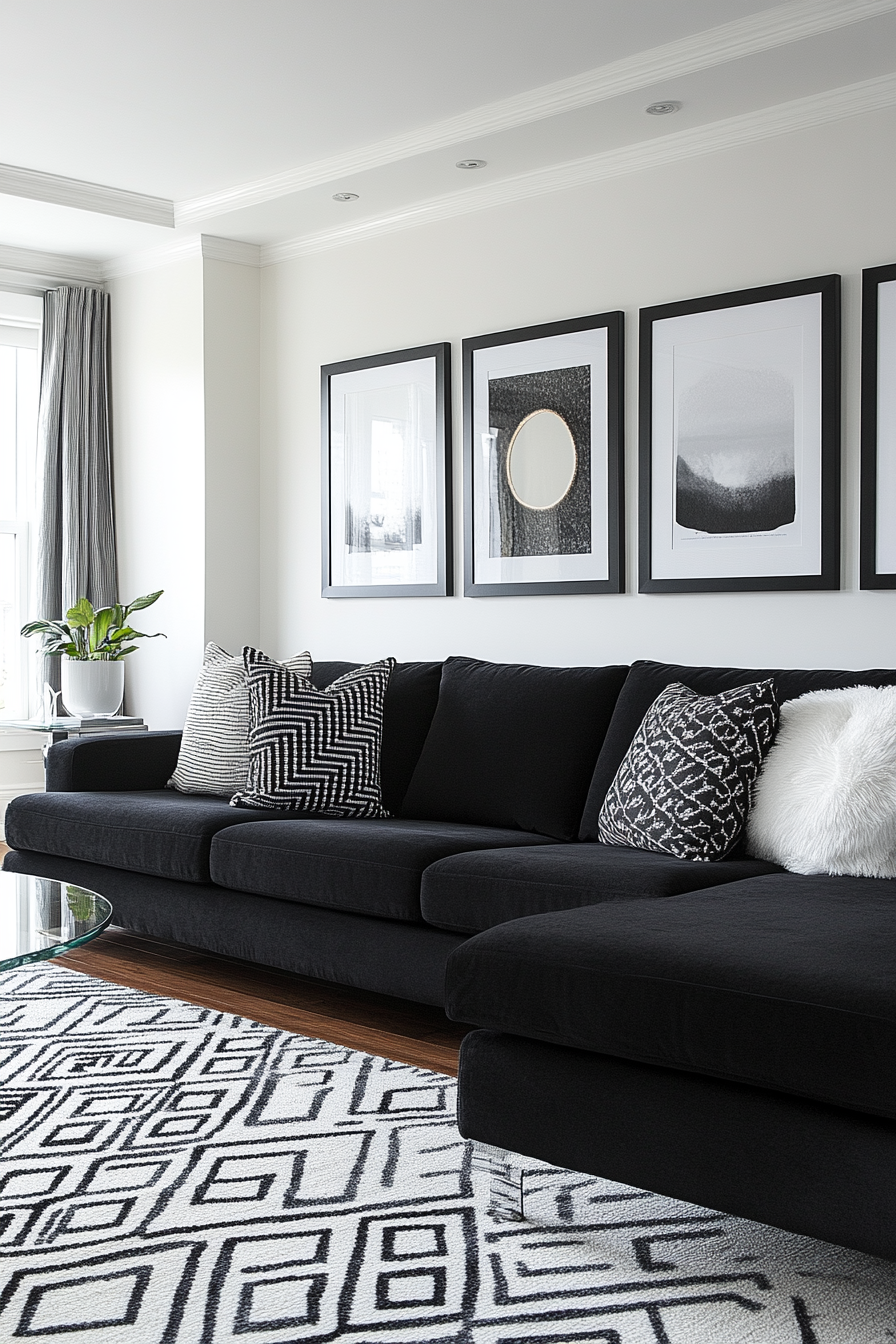 Black couch living room