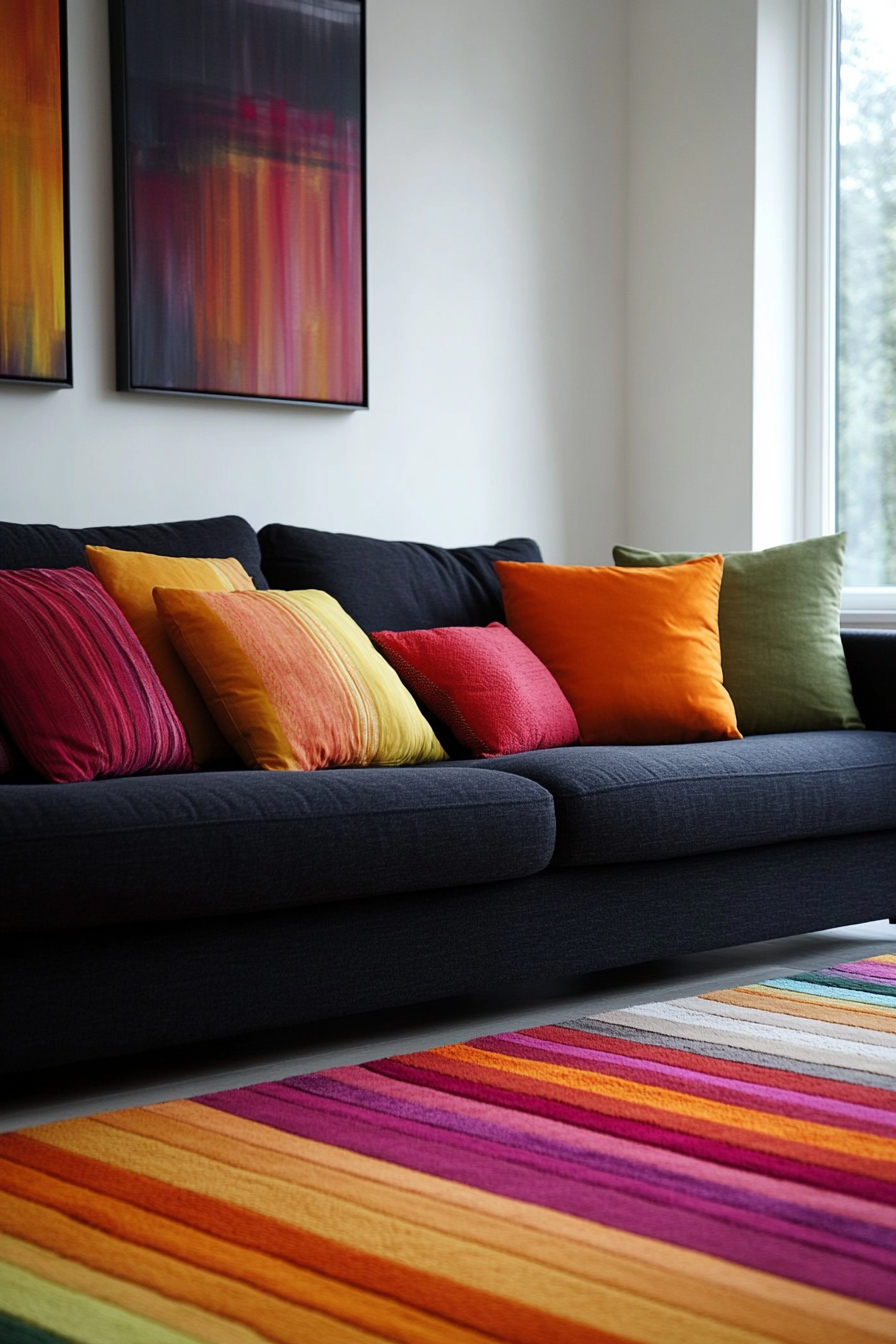 Charcoal couch living room