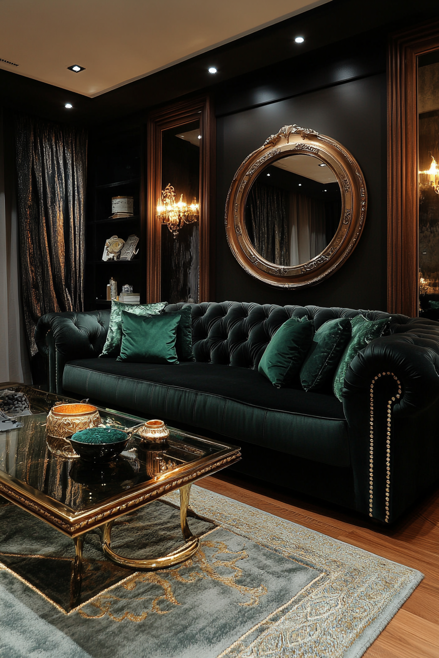 Black couch living room